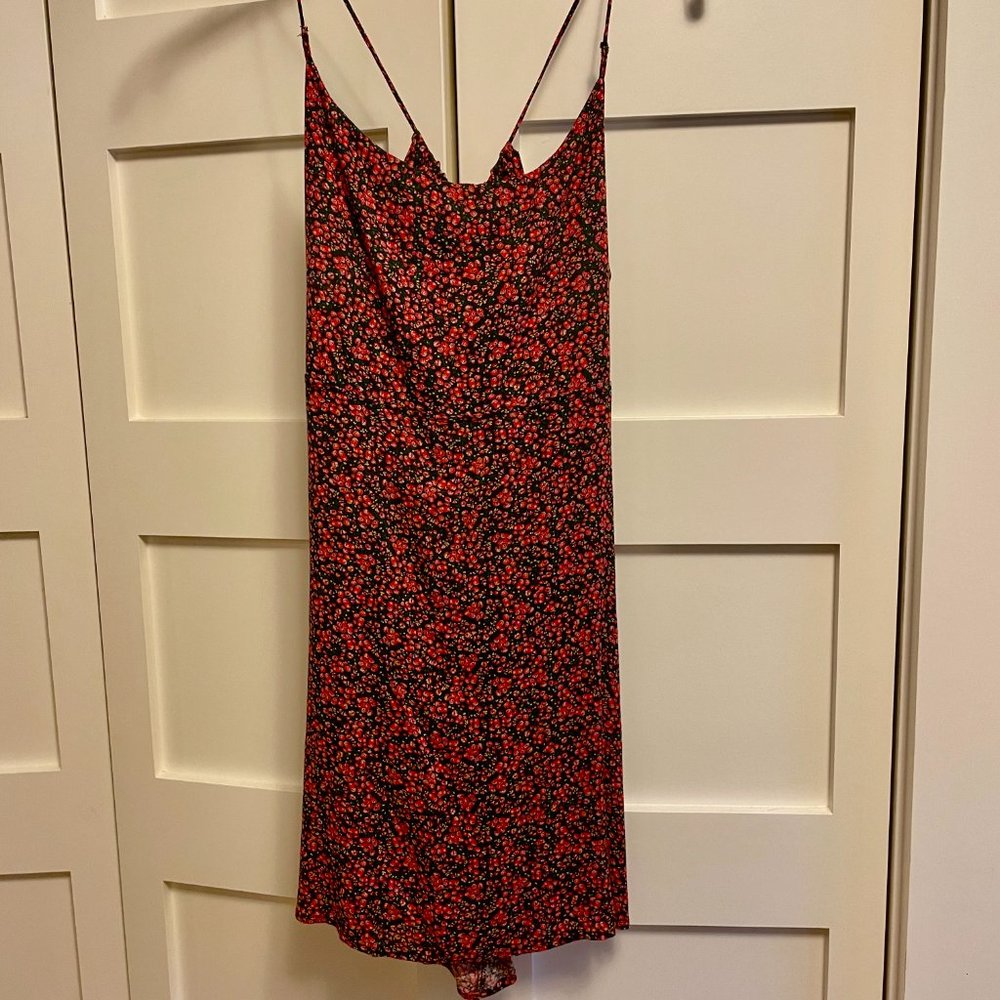 Free People Red Floral Mini Dress, Size M